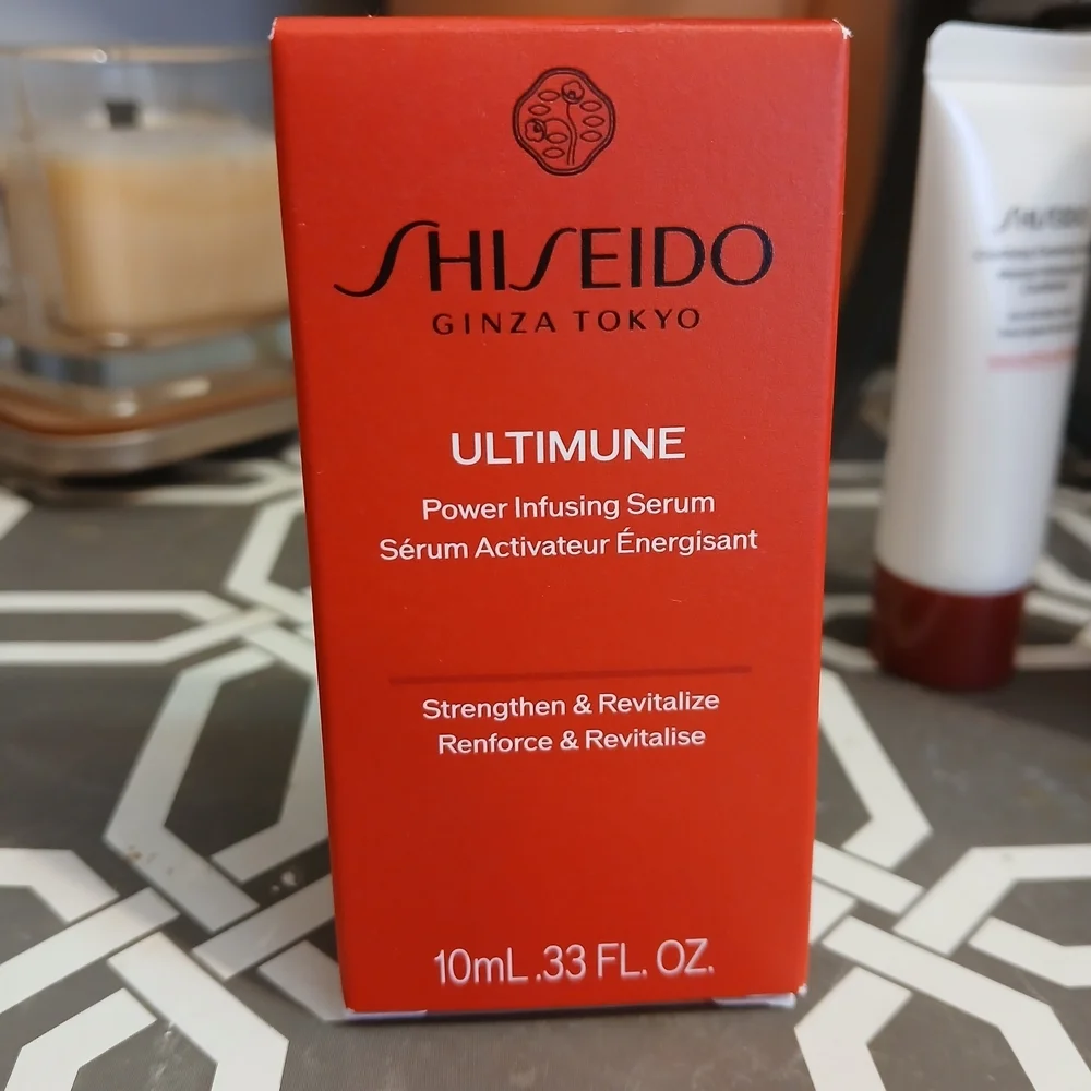 Shiseido Skincare Trio with Pink Red Cosmetic Pouch